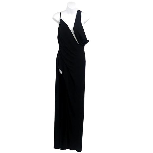 Katie May A Cut Above Gown M Asymmetric Mesh Cutout One Shoulder High Slit NWT - Picture 2 of 13